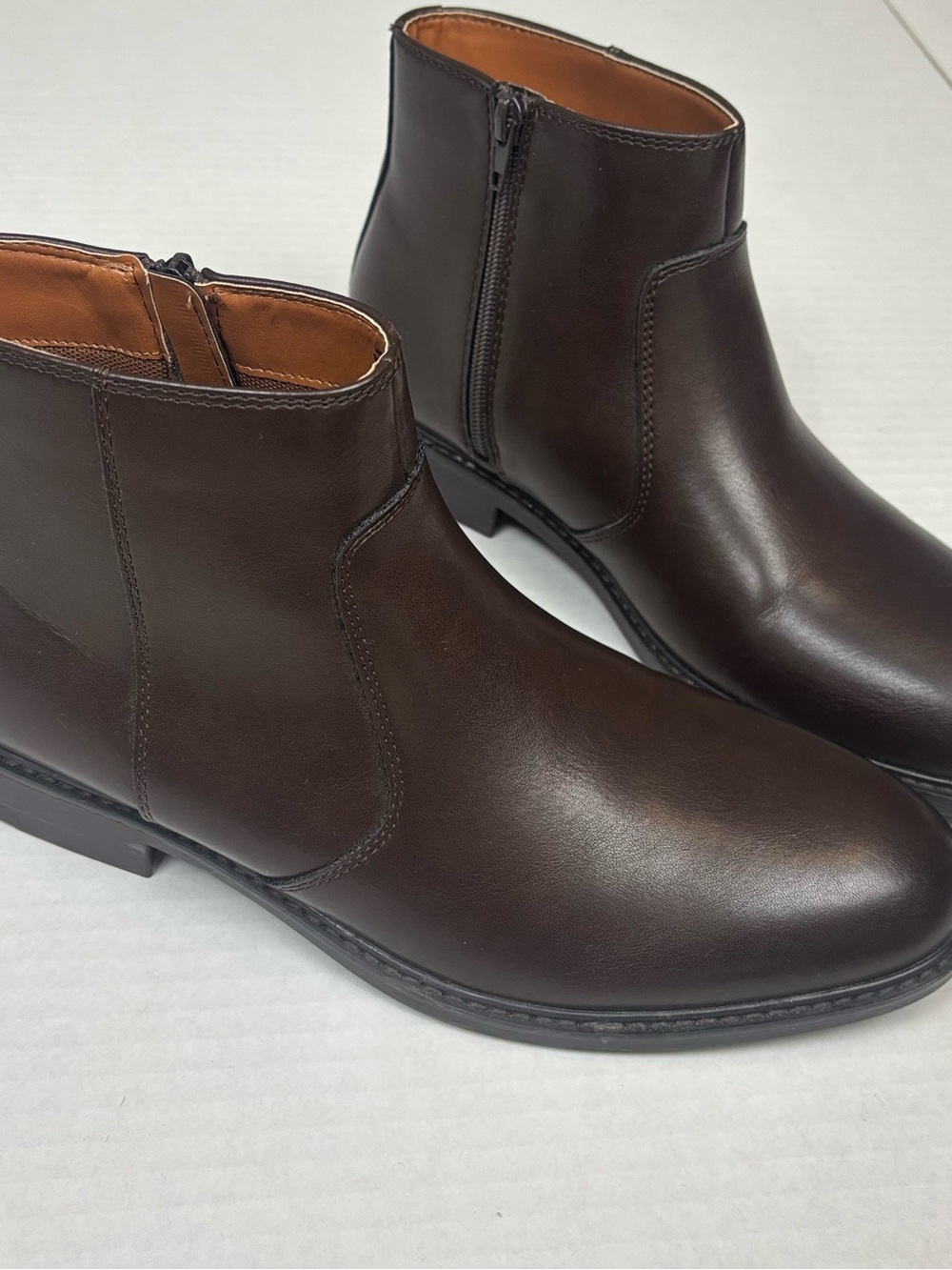 Alfani Dark Brown Leather Chukka Boots with Side Zipper